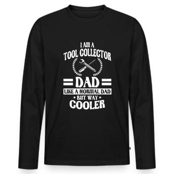 Drôle de papa collectionneur d’outils - T-shirt manches longues Premium bio Homme - noir - Devant - Nico (187cm)