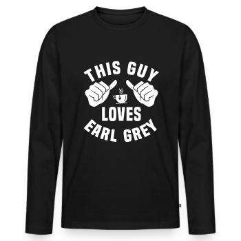 Dieser Kerl Liebt Earl Grey - Männer Premium Bio Langarmshirt - Schwarz - Vorne - Nico (187cm)