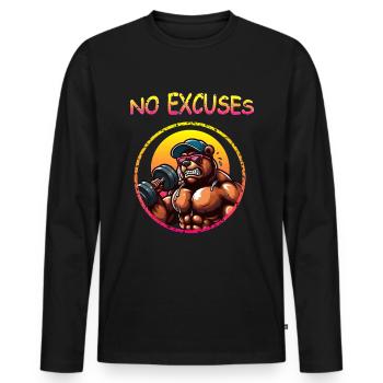 Gym Bär no excuses Bodybuilder Kraftsportler Sport - Männer Premium Bio Langarmshirt - Schwarz - Vorne - Nico (187cm)