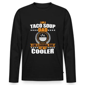 Soupe aux tacos Papa - T-shirt manches longues Premium bio Homme - noir - Devant - Nico (187cm)