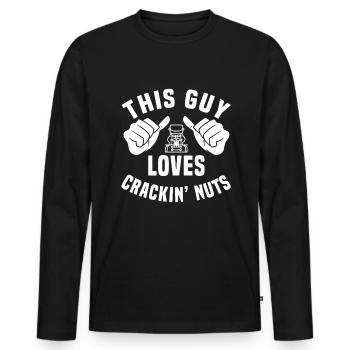 Design de casse-noisette pour homme - T-shirt manches longues Premium bio Homme - noir - Devant - Nico (187cm)
