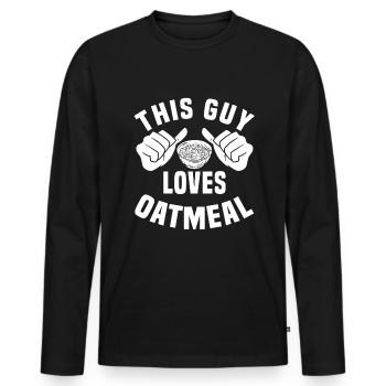 Dieser Typ Liebt Haferflocken - Männer Premium Bio Langarmshirt - Schwarz - Vorne - Nico (187cm)