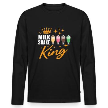 Milkshake König - Männer Premium Bio Langarmshirt - Schwarz - Vorne - Nico (187cm)