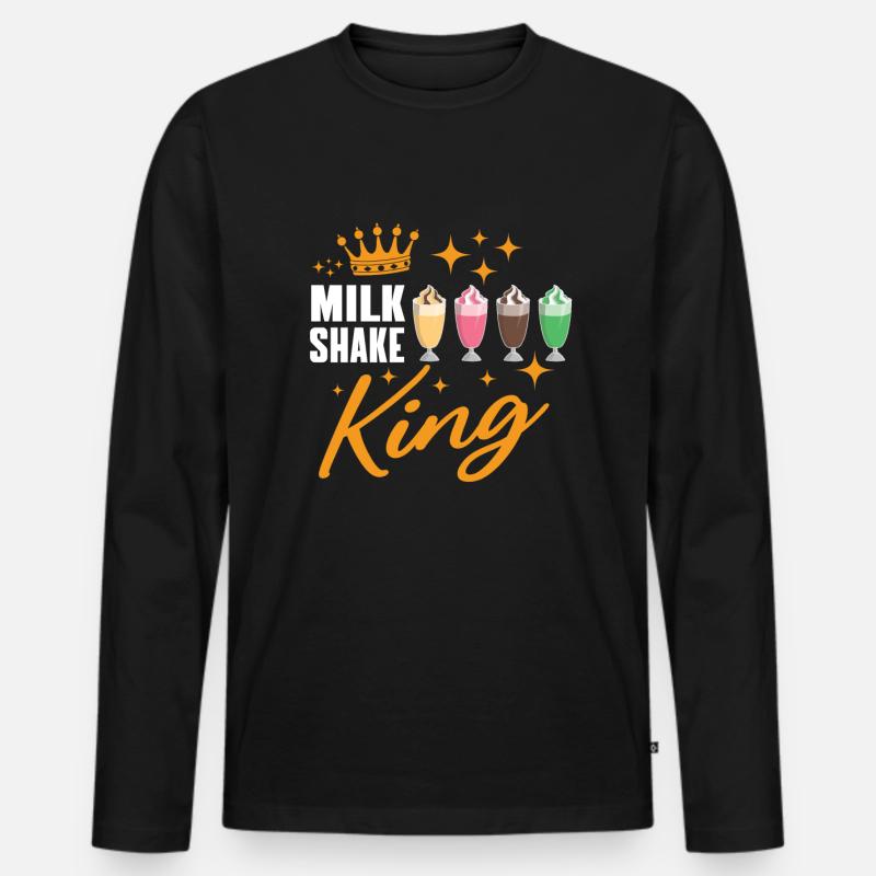 Milkshake König - Männer Premium Bio Langarmshirt - Schwarz
