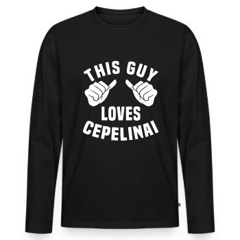 Ce gars aime Cepelinai - T-shirt manches longues Premium bio Homme - noir - Devant - Nico (187cm)