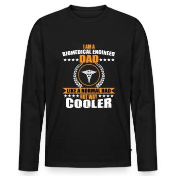 Papa ingénieur biomédical - T-shirt manches longues Premium bio Homme - noir - Devant - Nico (187cm)