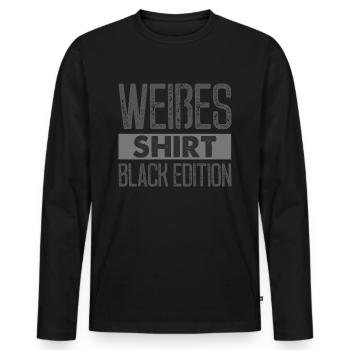 Weißes Shirt - Black Edition - Geschenk Fun Happy - Männer Premium Bio Langarmshirt - Schwarz - Vorne - Nico (187cm)