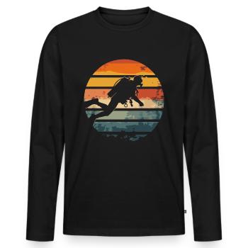 Scuba Diving Diving Diver Vintage - Men's Premium Organic Long Sleeve Shirt - black - Front - Nico (187cm)