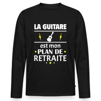Guitare plan de retraite, fête des pères, retraite - T-shirt manches longues Premium bio Homme - noir - Devant - Nico (187cm)