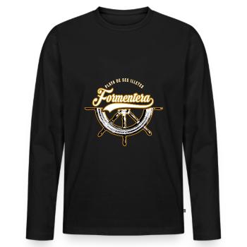 Formentera Spanien Mittelmeer Bootstour Reisen - Männer Premium Bio Langarmshirt - Schwarz - Vorne - Nico (187cm)