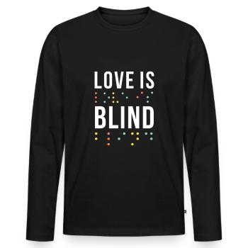 Love is blind Motiv Blindenschrift - Männer Premium Bio Langarmshirt - Schwarz - Vorne - Nico (187cm)
