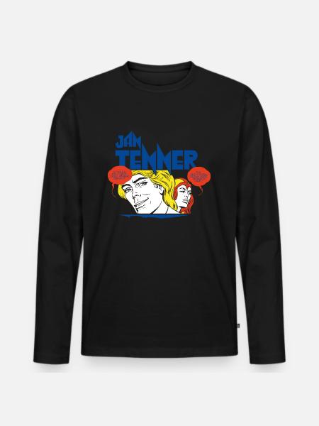 Jan Tenner Und Laura Serum Comic - Männer Premium Bio Langarmshirt - Schwarz