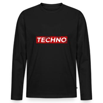 Techno Musik Festival EDM Elektronisch - Männer Premium Bio Langarmshirt - Schwarz - Vorne - Nico (187cm)