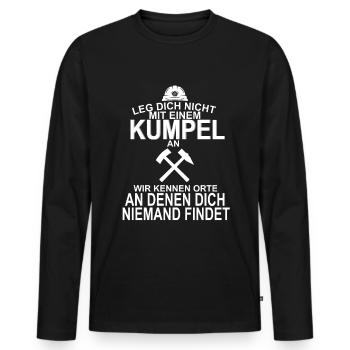 Kumpel Bergbau Ruhrpott Arbeit - Männer Premium Bio Langarmshirt - Schwarz - Vorne - Nico (187cm)