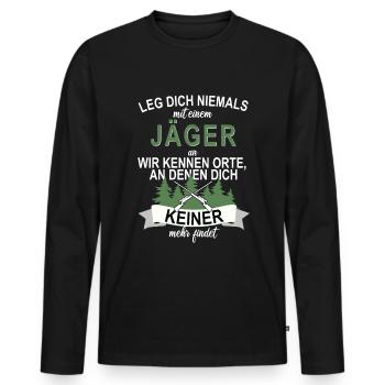 Jäger Jagd Wald Hobby Freizeit - Männer Premium Bio Langarmshirt - Schwarz - Vorne - Nico (187cm)