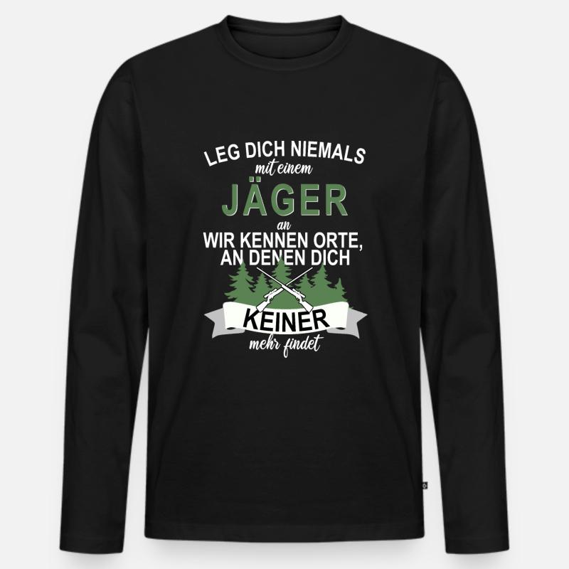 Jäger Jagd Wald Hobby Freizeit - Männer Premium Bio Langarmshirt - Schwarz