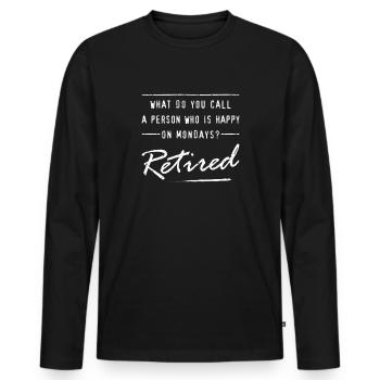 Cadeaux de retraite pour les hommes lui heureux le lundi Funn - T-shirt manches longues Premium bio Homme - noir - Devant - Nico (187cm)