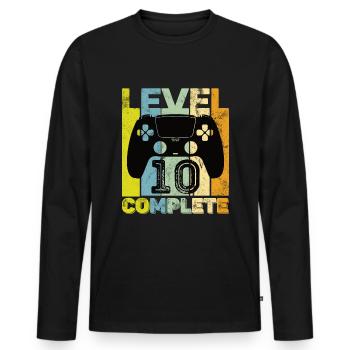Jeux de hasard 10e anniversaire Niveau 10 terminé - T-shirt manches longues Premium bio Homme - noir - Devant - Nico (187cm)