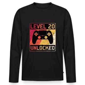 Gaming Gaming 20 Birthday Level 20 Unlocked - Men's Premium Organic Long Sleeve Shirt - black - Front - Nico (187cm)