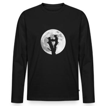 Arborist Arborist chainsaw in the moonlight forest - Men's Premium Organic Long Sleeve Shirt - black - Front - Nico (187cm)