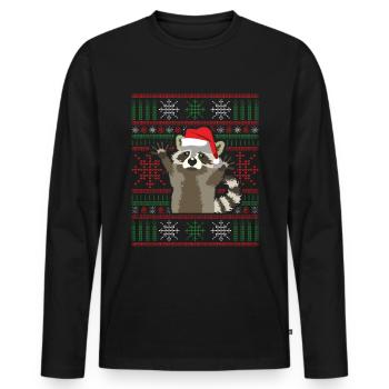 Vilain raton laveur de Noël - T-shirt manches longues Premium bio Homme - noir - Devant - Nico (187cm)