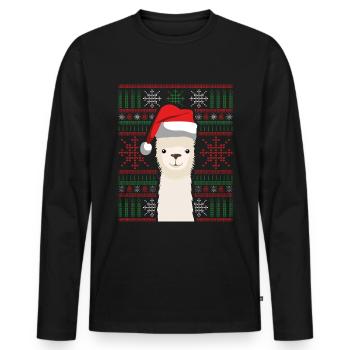 Lama de Noël laid - T-shirt manches longues Premium bio Homme - noir - Devant - Nico (187cm)