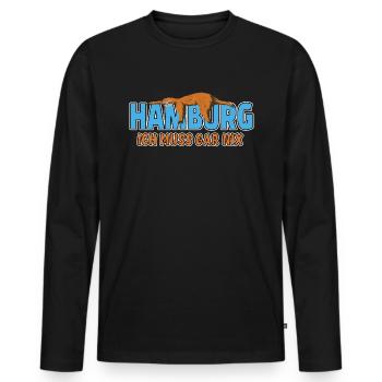Hamburg ich muss gar nix Faultier Heimat - Männer Premium Bio Langarmshirt - Schwarz - Vorne - Nico (187cm)