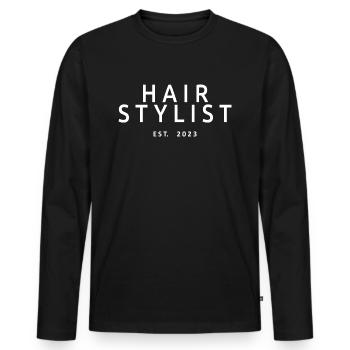 Hair Stylist Est. 2023 Graduate Hair Stylist Geschenk - Männer Premium Bio Langarmshirt - Schwarz - Vorne - Nico (187cm)