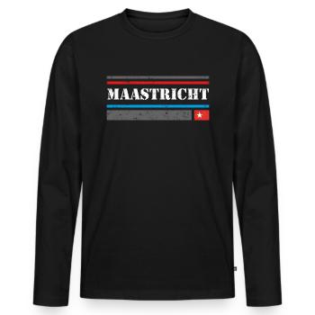 Maastricht Design - VINTAGE - Men's Premium Organic Long Sleeve Shirt - black - Front - Nico (187cm)