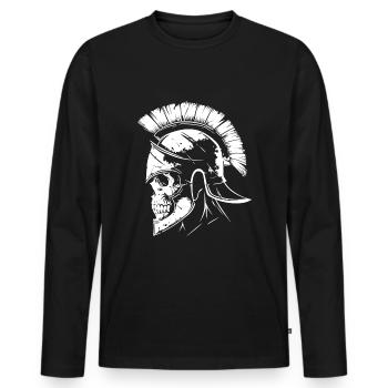 Crâne Spartiate Sparte - T-shirt manches longues Premium bio Homme - noir - Devant - Nico (187cm)