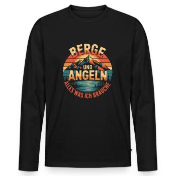 Angeln Fischen Berge - Männer Premium Bio Langarmshirt - Schwarz - Vorne - Nico (187cm)