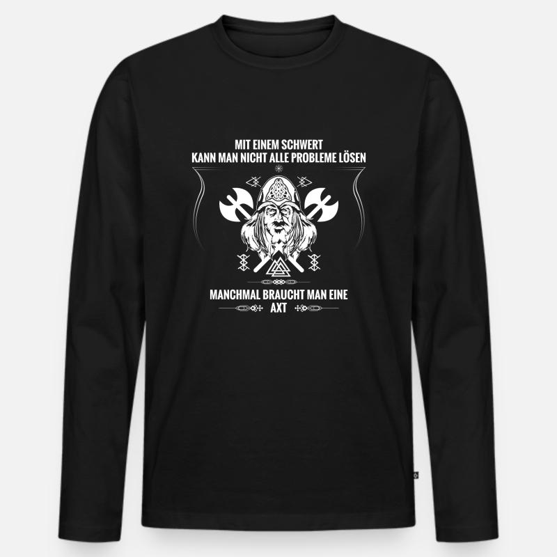 Wikinger Axt - Männer Premium Bio Langarmshirt - Schwarz