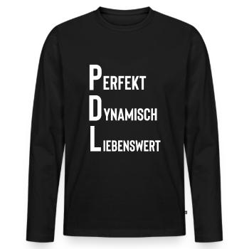 PDL Pflegedienstleistung Anerkennung Geschenkidee - Männer Premium Bio Langarmshirt - Schwarz - Vorne - Nico (187cm)