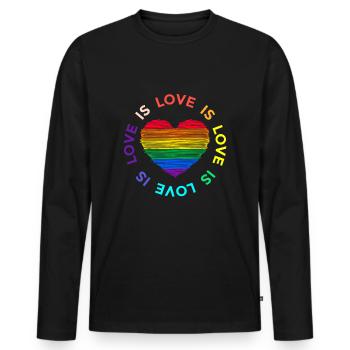 Love is equal. Liebe kennt kein Geschlecht. Spruch - Männer Premium Bio Langarmshirt - Schwarz - Vorne - Nico (187cm)