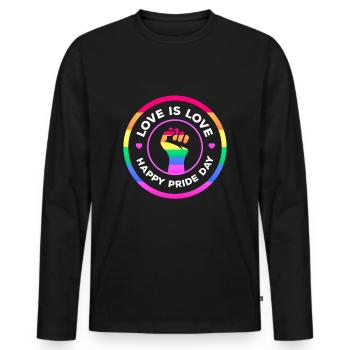 Love is equal. Liebe kennt kein Geschlecht. Spruch - Männer Premium Bio Langarmshirt - Schwarz - Vorne - Nico (187cm)
