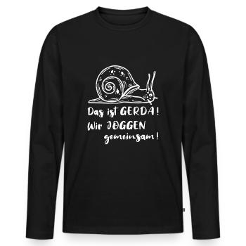 Das ist Gerda Wir joggen gemeinsam, Laufen, Rennen - Männer Premium Bio Langarmshirt - Schwarz - Vorne - Nico (187cm)