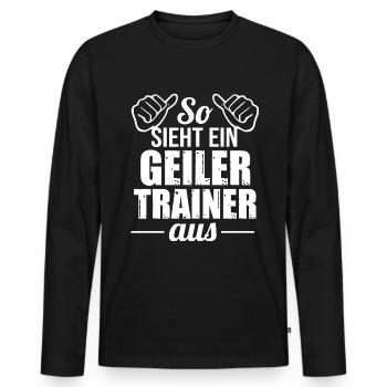 Fußballtrainer Spruch Bester Trainer Fußballcoach - Männer Premium Bio Langarmshirt - Schwarz - Vorne - Nico (187cm)