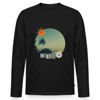 Retro Relax Design Sommer Urlaub - Männer Premium Bio Langarmshirt - Schwarz - Vorne - Nico (187cm)