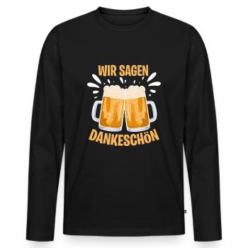 Dankeschön, Gläser, Bier, Spruch, Cartoon, Lustig - Männer Premium Bio Langarmshirt - Schwarz - Vorne - Nico (187cm)