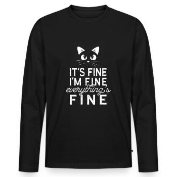 Cat, cat friend, humor, motivation, gift - Men's Premium Organic Long Sleeve Shirt - black - Front - Nico (187cm)