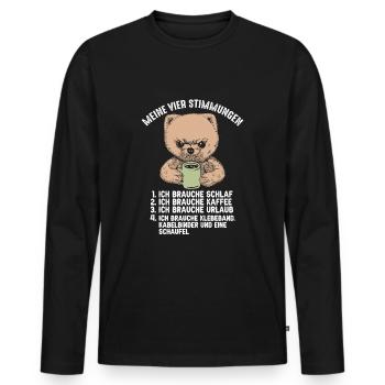Lustiger Bär Stimmung Kaffee Büro Geschenk Fun - Männer Premium Bio Langarmshirt - Schwarz - Vorne - Nico (187cm)