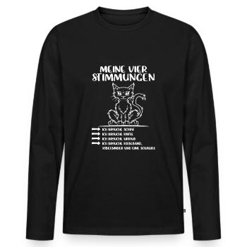 Lustige Katze Stimmung Kaffee Büro Geschenk Fun - Männer Premium Bio Langarmshirt - Schwarz - Vorne - Nico (187cm)