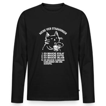 Lustige Katze Stimmung Kaffee Büro Geschenk Fun - Männer Premium Bio Langarmshirt - Schwarz - Vorne - Nico (187cm)