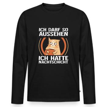 Nachtschicht, Schichtdienst, Nachtdienst, Funshirt - Männer Premium Bio Langarmshirt - Schwarz - Vorne - Nico (187cm)