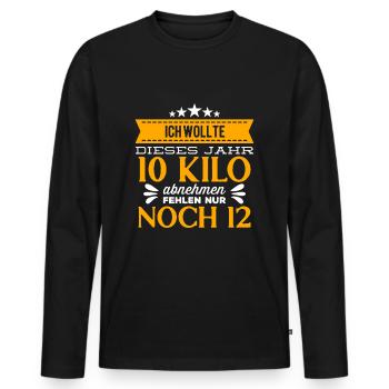 Ich wollte 10 kilo abnehmen, Spruch Funshirt - Männer Premium Bio Langarmshirt - Schwarz - Vorne - Nico (187cm)