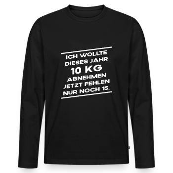 Ich wollte 10 kilo abnehmen, Spruch Funshirt - Männer Premium Bio Langarmshirt - Schwarz - Vorne - Nico (187cm)