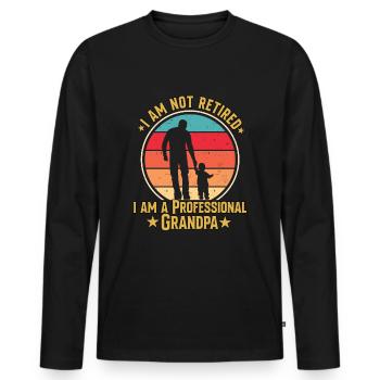 I am not retired I am a professional Grandpa - Men's Premium Organic Long Sleeve Shirt - black - Front - Nico (187cm)