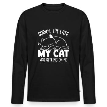 Verspätung Katze Katzenliebhaber Überraschung Fun - Männer Premium Bio Langarmshirt - Schwarz - Vorne - Nico (187cm)