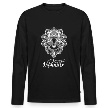 Yoga Damen Herren Fitness Spiritualität Meditation - Männer Premium Bio Langarmshirt - Schwarz - Vorne - Nico (187cm)