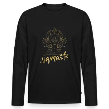 Yoga Namaste Meditation Outfit Geschenkidee Buddha - Männer Premium Bio Langarmshirt - Schwarz - Vorne - Nico (187cm)